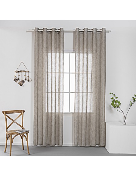 Κουρτίνα γάζα μονόχρωμη με 8 μεταλικούς κρίκους Art 8440 140x270 Μπεζ Beauty Home