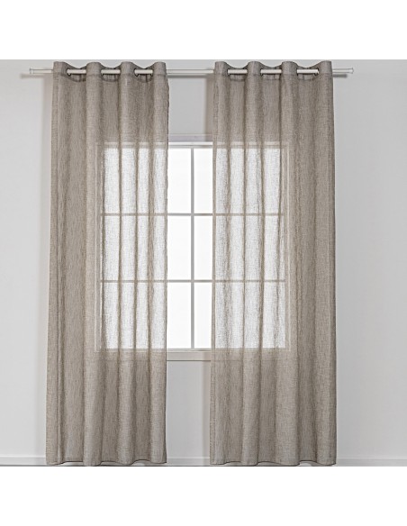 Κουρτίνα γάζα μονόχρωμη με 8 μεταλικούς κρίκους Art 8440 140x270 Μπεζ Beauty Home