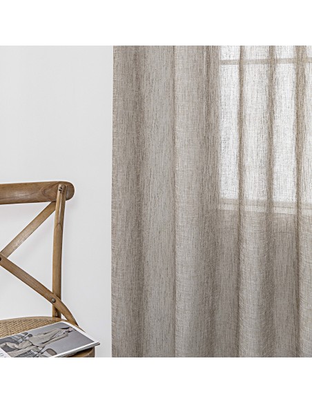 Κουρτίνα γάζα μονόχρωμη με 8 μεταλικούς κρίκους Art 8440 140x270 Μπεζ Beauty Home