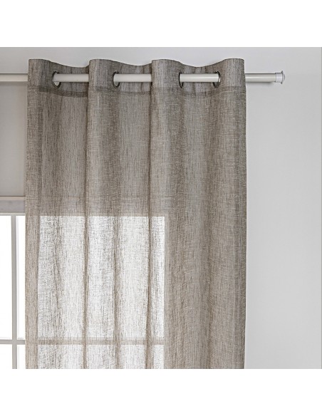 Κουρτίνα γάζα μονόχρωμη με 8 μεταλικούς κρίκους Art 8440 140x270 Μπεζ Beauty Home