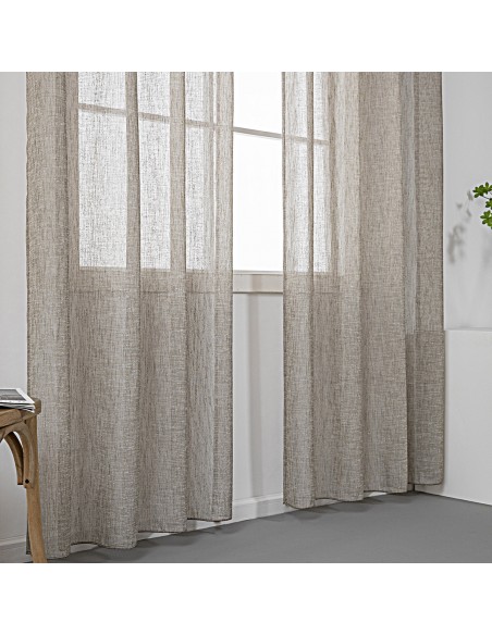 Κουρτίνα γάζα μονόχρωμη με 8 μεταλικούς κρίκους Art 8440 140x270 Μπεζ Beauty Home