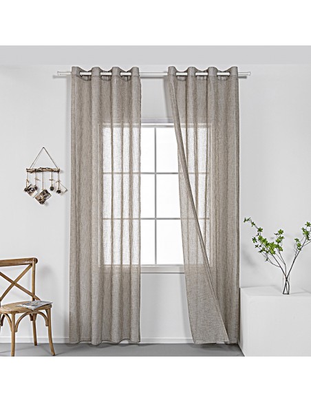 Κουρτίνα γάζα μονόχρωμη με 8 μεταλικούς κρίκους Art 8440 140x270 Μπεζ Beauty Home