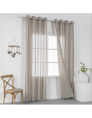 Κουρτίνα γάζα μονόχρωμη με 8 μεταλικούς κρίκους Art 8440 140x270 Μπεζ Beauty Home