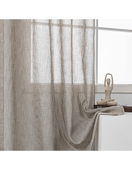 Κουρτίνα γάζα μονόχρωμη με 8 μεταλικούς κρίκους Art 8440 140x270 Μπεζ Beauty Home