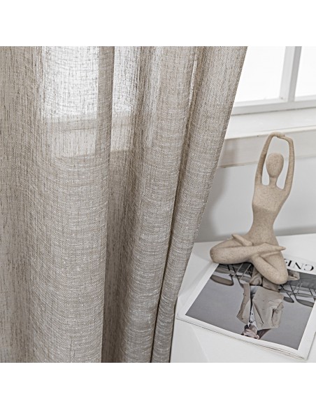 Κουρτίνα γάζα μονόχρωμη με 8 μεταλικούς κρίκους Art 8440 140x270 Μπεζ Beauty Home