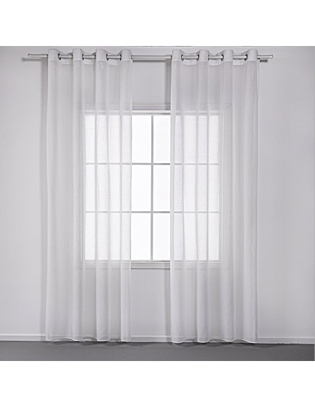 Κουρτίνα γάζα μονόχρωμη με 8 μεταλικούς κρίκους Art 8440 140x270 Λευκό Beauty Home