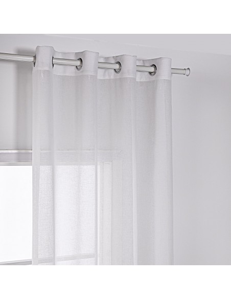 Κουρτίνα γάζα μονόχρωμη με 8 μεταλικούς κρίκους Art 8440 140x270 Λευκό Beauty Home