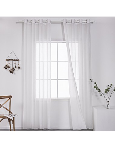 Κουρτίνα γάζα μονόχρωμη με 8 μεταλικούς κρίκους Art 8440 140x270 Λευκό Beauty Home
