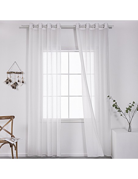 Κουρτίνα γάζα μονόχρωμη με 8 μεταλικούς κρίκους Art 8440 140x270 Λευκό Beauty Home