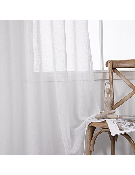 Κουρτίνα γάζα μονόχρωμη με 8 μεταλικούς κρίκους Art 8440 140x270 Λευκό Beauty Home