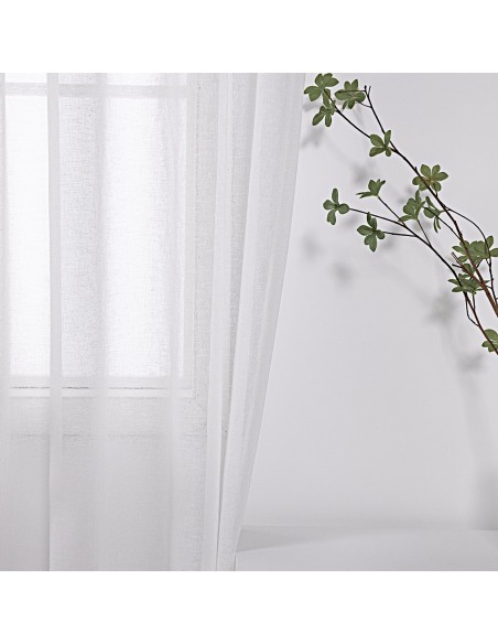 Κουρτίνα γάζα μονόχρωμη με 8 μεταλικούς κρίκους Art 8440 140x270 Λευκό Beauty Home