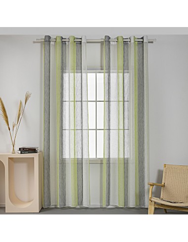 Κουρτίνα γάζα δίχρωμη με 8 μεταλικούς κρίκους Art 8442 140x270 Λαχανί Beauty Home