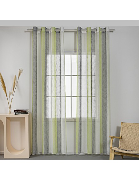 Κουρτίνα γάζα δίχρωμη με 8 μεταλικούς κρίκους Art 8442 140x270 Λαχανί Beauty Home