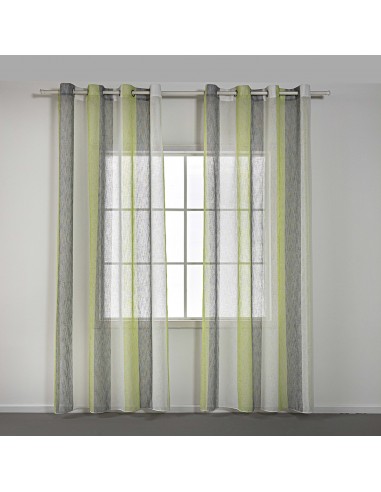 Κουρτίνα γάζα δίχρωμη με 8 μεταλικούς κρίκους Art 8442 140x270 Λαχανί Beauty Home