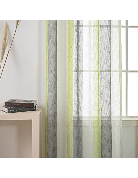 Κουρτίνα γάζα δίχρωμη με 8 μεταλικούς κρίκους Art 8442 140x270 Λαχανί Beauty Home
