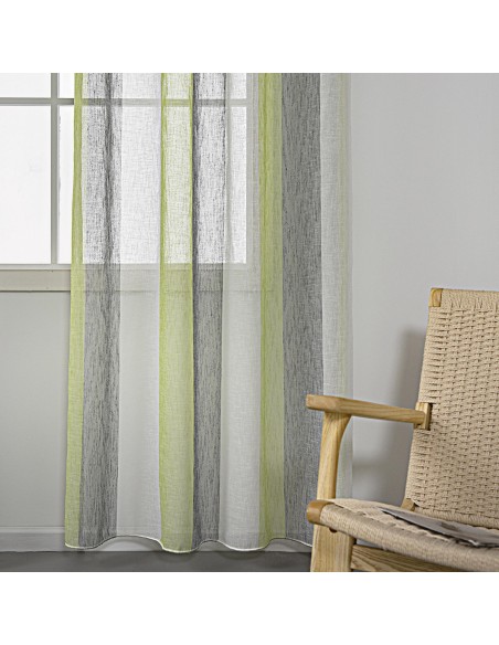 Κουρτίνα γάζα δίχρωμη με 8 μεταλικούς κρίκους Art 8442 140x270 Λαχανί Beauty Home
