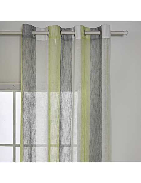 Κουρτίνα γάζα δίχρωμη με 8 μεταλικούς κρίκους Art 8442 140x270 Λαχανί Beauty Home