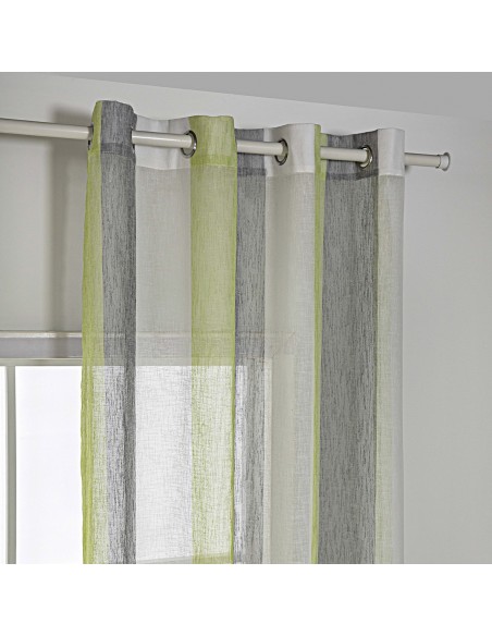 Κουρτίνα γάζα δίχρωμη με 8 μεταλικούς κρίκους Art 8442 140x270 Λαχανί Beauty Home