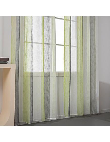 Κουρτίνα γάζα δίχρωμη με 8 μεταλικούς κρίκους Art 8442 140x270 Λαχανί Beauty Home