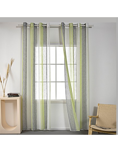 Κουρτίνα γάζα δίχρωμη με 8 μεταλικούς κρίκους Art 8442 140x270 Λαχανί Beauty Home
