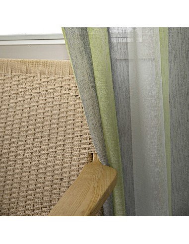 Κουρτίνα γάζα δίχρωμη με 8 μεταλικούς κρίκους Art 8442 140x270 Λαχανί Beauty Home