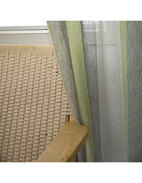 Κουρτίνα γάζα δίχρωμη με 8 μεταλικούς κρίκους Art 8442 140x270 Λαχανί Beauty Home