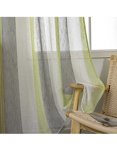 Κουρτίνα γάζα δίχρωμη με 8 μεταλικούς κρίκους Art 8442 140x270 Λαχανί Beauty Home