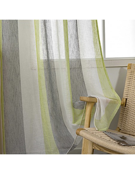 Κουρτίνα γάζα δίχρωμη με 8 μεταλικούς κρίκους Art 8442 140x270 Λαχανί Beauty Home