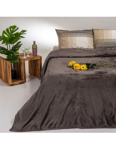 ΚΟΥΒΕΡΤΑ FLANNEL ΥΠΕΡΔΙΠΛΗ TOKYO BROWN GREY