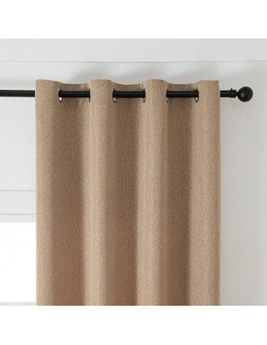 Κουρτίνα μεσαίας σκίασης με 8 μεταλλικούς κρίκους Illusion Art 8445 140x270 Άμμου Beauty Home