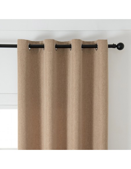 Κουρτίνα μεσαίας σκίασης με 8 μεταλλικούς κρίκους Illusion Art 8445 140x270 Άμμου Beauty Home