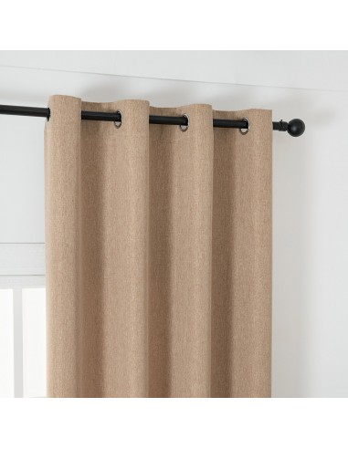 Κουρτίνα μεσαίας σκίασης με 8 μεταλλικούς κρίκους Illusion Art 8445 140x270 Άμμου Beauty Home
