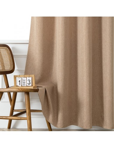 Κουρτίνα μεσαίας σκίασης με 8 μεταλλικούς κρίκους Illusion Art 8445 140x270 Άμμου Beauty Home