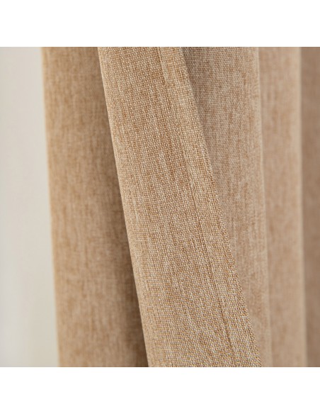 Κουρτίνα μεσαίας σκίασης με 8 μεταλλικούς κρίκους Illusion Art 8445 140x270 Άμμου Beauty Home