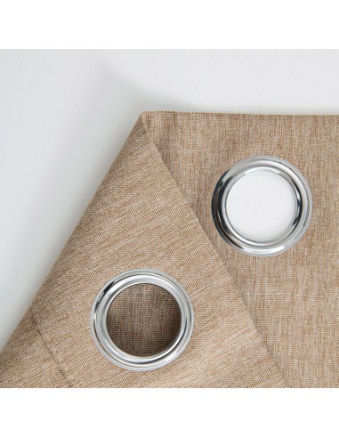 Κουρτίνα μεσαίας σκίασης με 8 μεταλλικούς κρίκους Illusion Art 8445 140x270 Άμμου Beauty Home