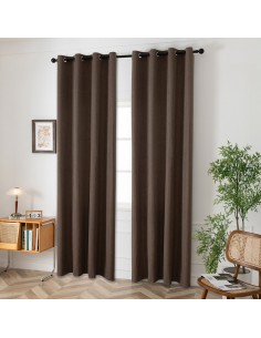 Κουρτίνα μεσαίας σκίασης με 8 μεταλλικούς κρίκους Illusion Art 8445 140x270 Καφέ   Beauty Home 2
