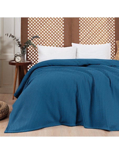 Πικέ υπέρδιπλη waffle Art 1990 jean 230x240 Μπλε   Beauty Home
