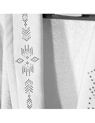 Μπουρνούζι με γιακά και strass Art 3090 M-L Λευκό Beauty Home