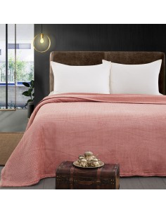 Κουβέρτα μονόχρωμη υπέρδιπλη Fleece Art 11551 220x240 Ροδακινί   Beauty Home