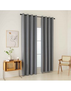 Κουρτίνα Full Blackout σκίασης με 8 κρίκους Total Art 8446 140x270 Ανθρακίτης   Beauty Home 2