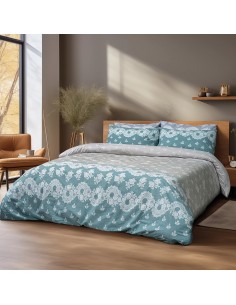 Σετ κουβερλί υπέρδιπλο Palm Αrt 12186 230x250 Πετρόλ Μπεζ   Beauty Home