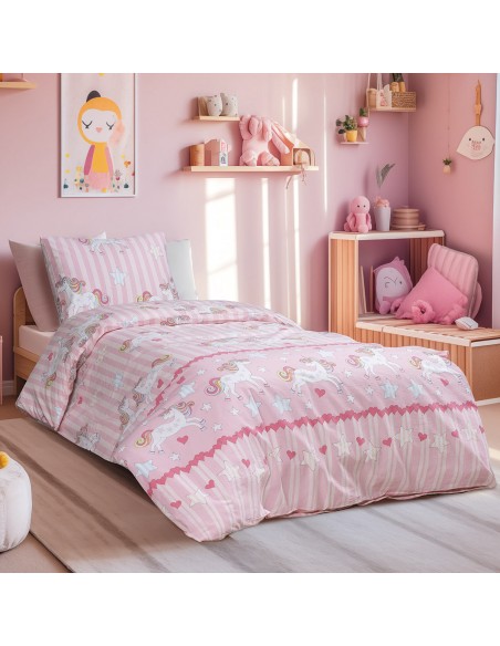 Σετ παπλωματοθήκη μονή Lore Art 6237 160x240 Ροζ   Beauty Home Σετ παπλωματοθήκη μονή Lore Art 6237 160x240 Ροζ   Beauty Home