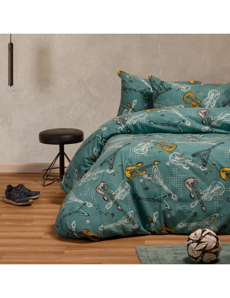 ΣΕΤ ΣΕΝΤΟΝΙΑ ΦΑΝΕΛΕΝΙΑ ΜΟΝΑ MUSIC PETROL (170X260) WINTER LINE KIDS