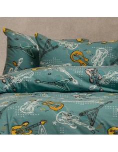 ΣΕΤ ΜΑΞΙΛΑΡΟΘΗΚΕΣ ΦΑΝΕΛΕΝΙΕΣ MUSIC PETROL (53X72) WINTER LINE KIDS