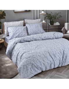 Σετ σεντόνια φανελένια King Size με λάστιχο Flame Art 12631 185x200+32 Γκρι   Beauty Home
