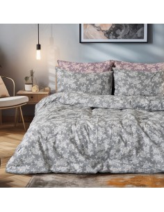 Σετ σεντόνια φανελένια King Size με λάστιχο Merlot Art 12634 185x200+32 Γκρι   Beauty Home