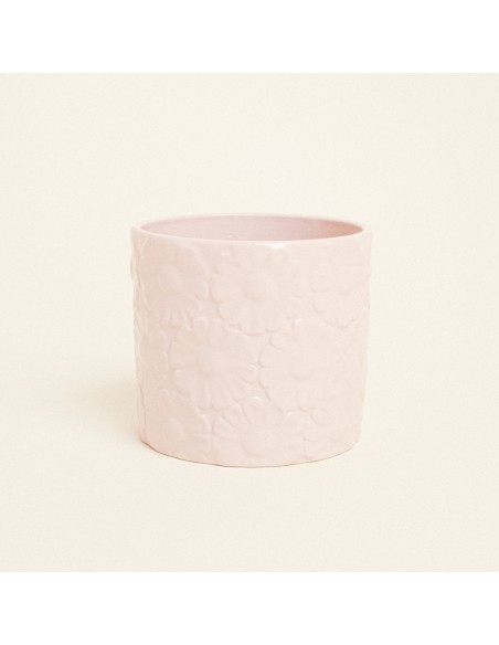 Beauty Home Κασπώ Πήλινο με Ανάγλυφο Σχέδιο Λουλουδιών
 12.8cm x 13.1cm  Ροζ