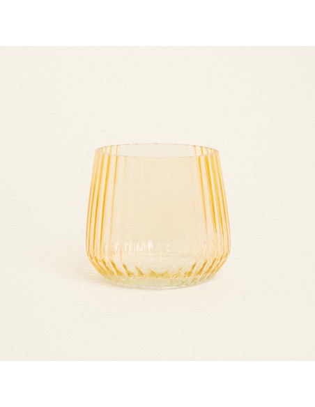 Beauty Home Κηροπήγιο Γυάλινο Ριγέ 11 x 9 cm  Κίτρινο Beauty Home Κηροπήγιο Γυάλινο Ριγέ 11 x 9 cm  Κίτρινο