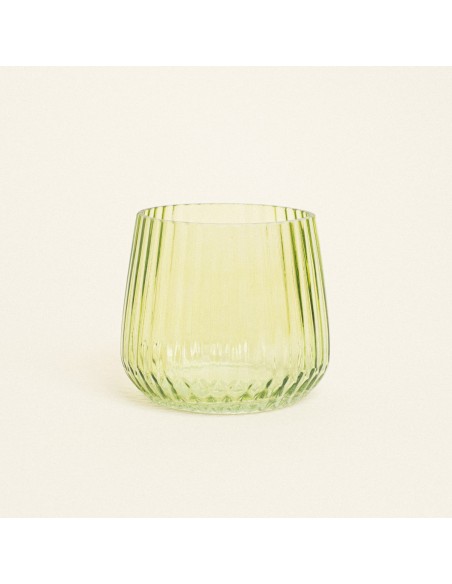 Beauty Home Κηροπήγιο Γυάλινο Ριγέ 11 x 9 cm  Πράσινο Beauty Home Κηροπήγιο Γυάλινο Ριγέ 11 x 9 cm  Πράσινο