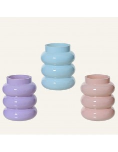 Beauty Home Κηροπήγιο Γυάλινο με Δαχτυλίους 7 x  8 cm  Γαλάζιο